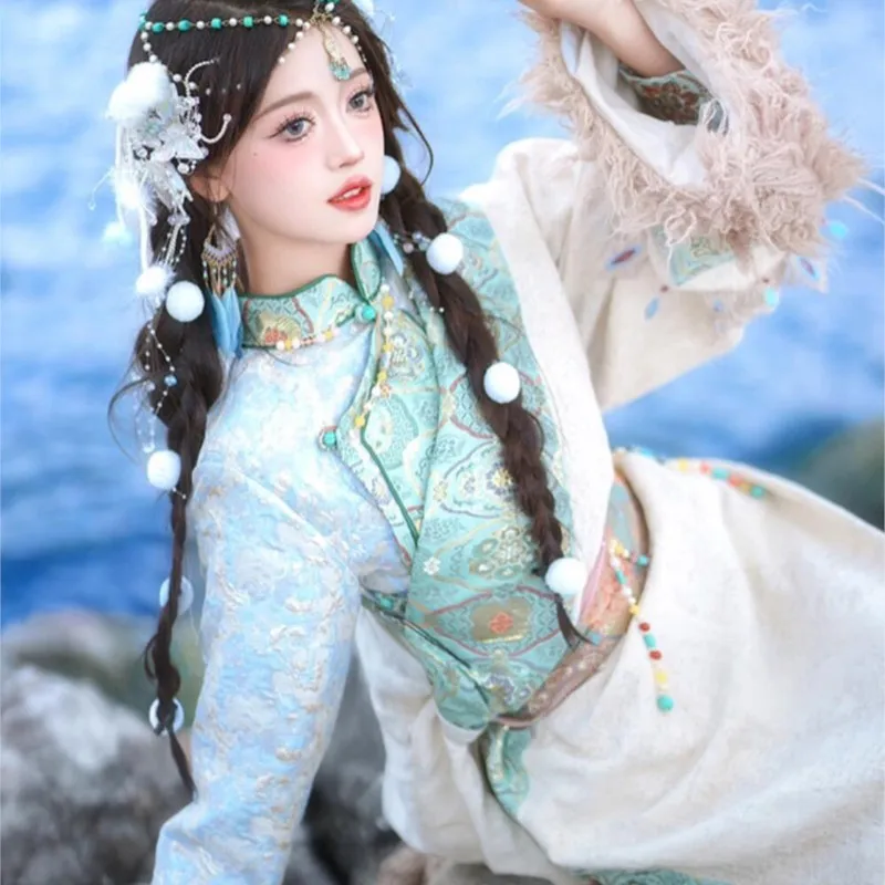 Nuevo disfraz, bata femenina, sesión de fotos de viaje de viento nacional