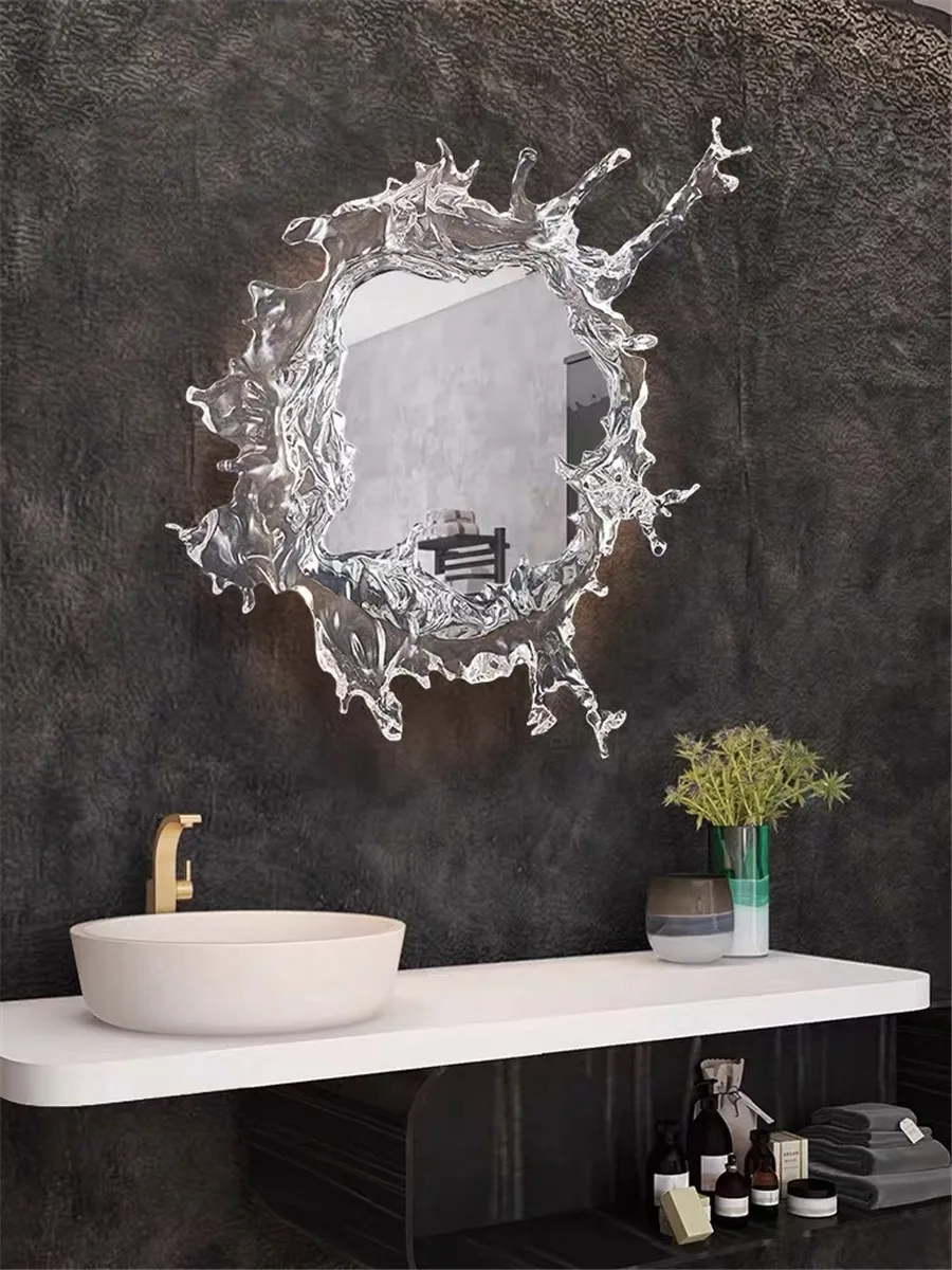 Designer Resin Wall Lamp Gold/Chrome Stainless Steel Water Drop Mirror Wall Light Bathroom Hallway Decoration LED Wall Lightin