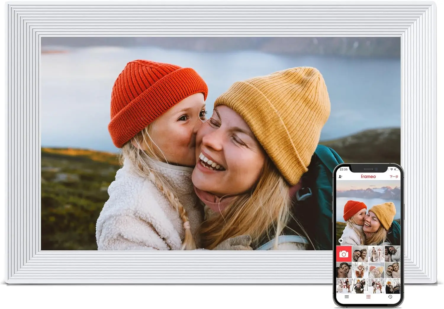 Cadre photo numérique WiFi 10,1 pouces, écran tactile HD, stockage 32 Go, partage instantané de photos, cadeau intelligent pour la famille