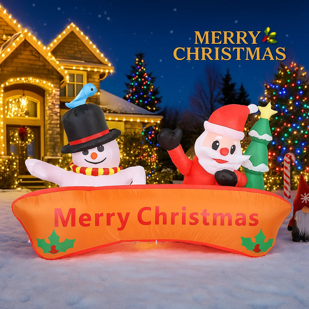 5.91FT مصباح ليد عيد الميلاد لعبة قابلة للنفخ ساحة زينة ثلج سانتا كلوز راية ديكور المنزل لوازم عيد الميلاد الحلي عطلة #4