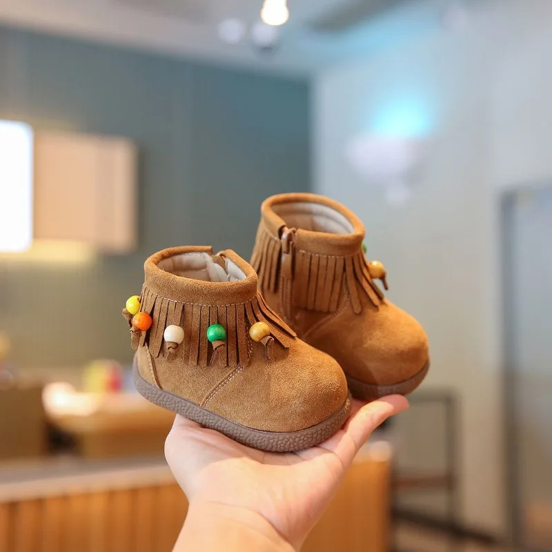 

2026 New Autumn Baby Girl Short Boots Soft Sole 1Y Walking Shoes Princess Style Toddler Footwear