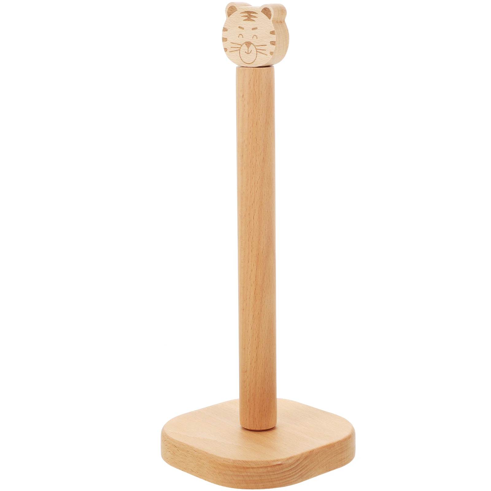 

Wooden Paper Towel Holder Vertical Roll Stand Tiger Design Desktop Organizer For Kitchen Bathroom Home Use Standing Toilet Paper