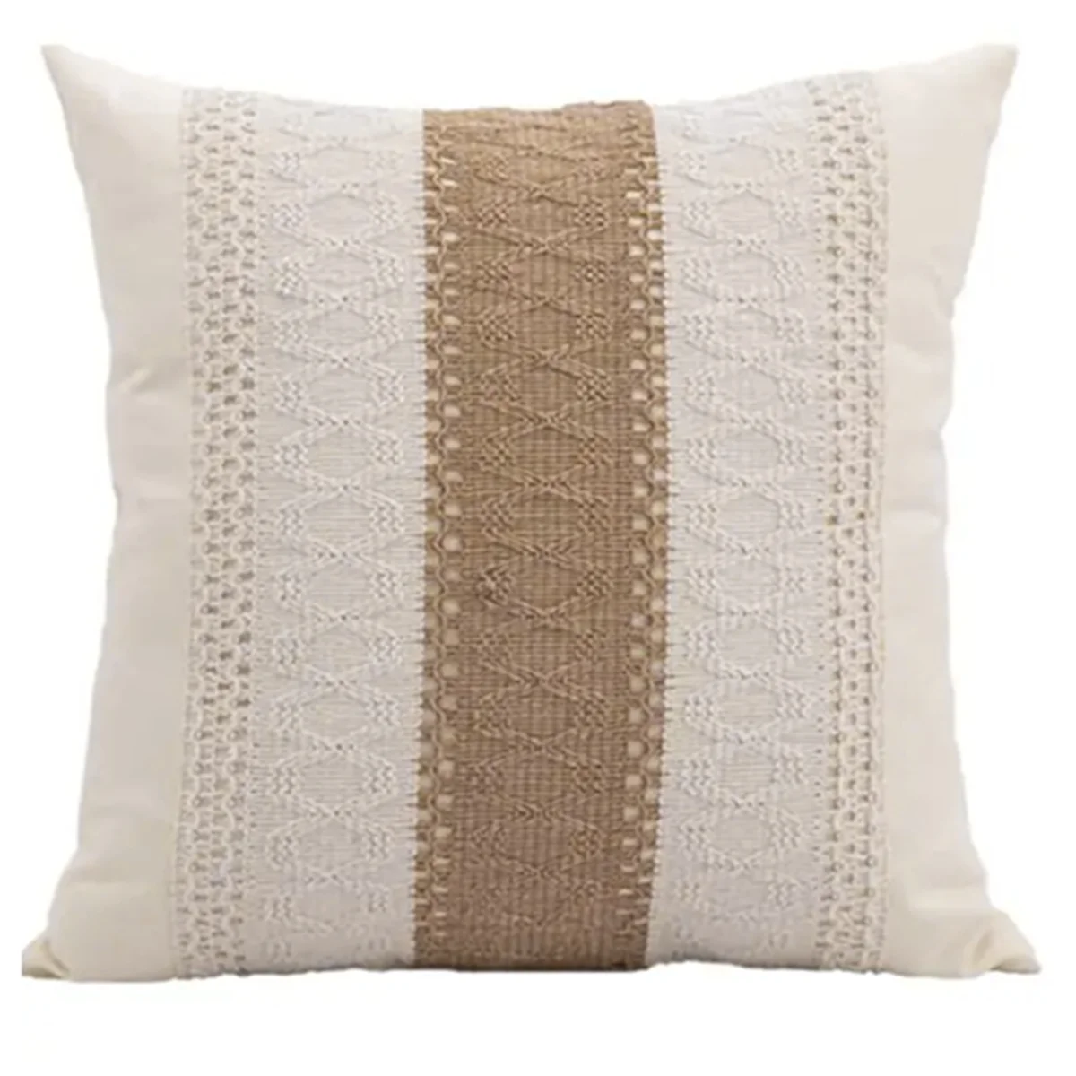 2025+18x18inch Cotton & Burlap Throw Pillow Covers Boho Farmhouse Textured Striped Woven Cushion Covers for Spring Summer
