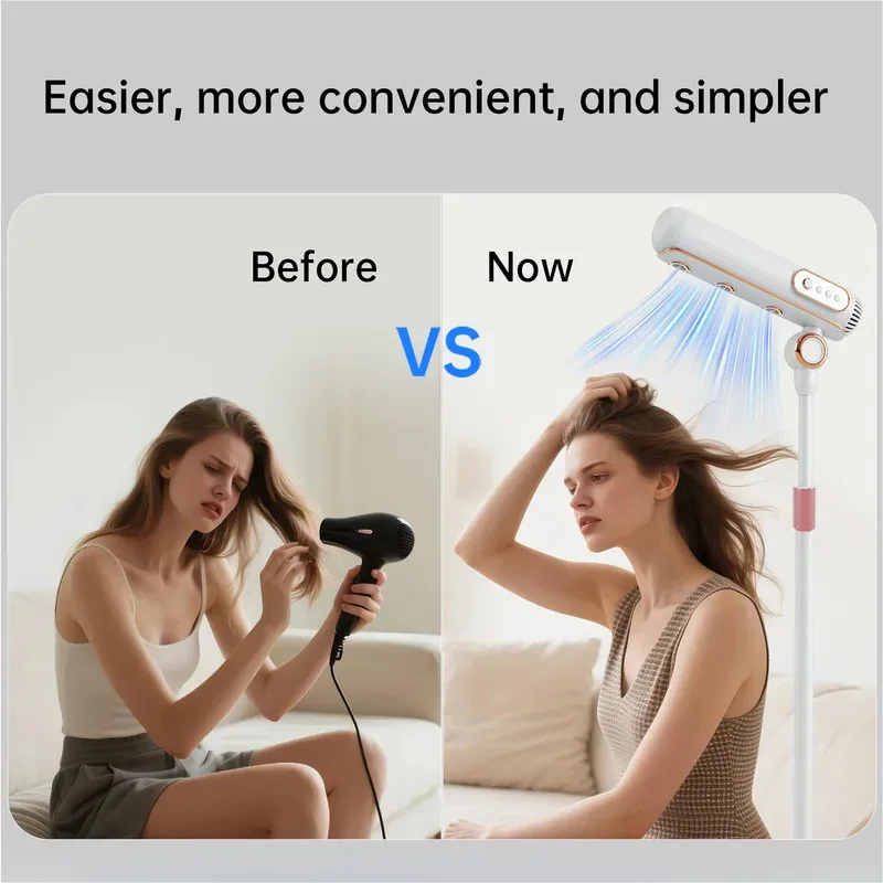 

Hands Free Stand up Adjustable Vertical Hair Dryer Negative Ion Professional Salon 110,000 RPM High Speed Standing Hair Dryer