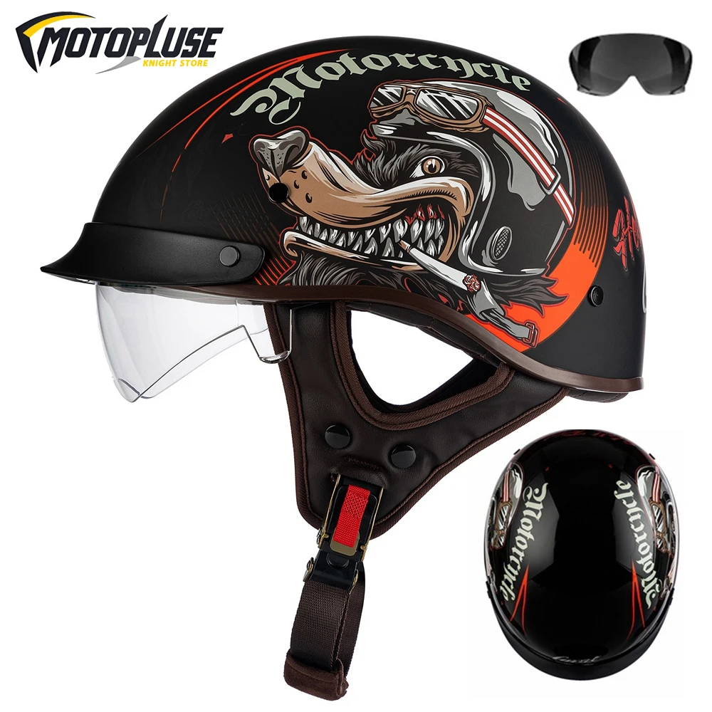 

Motorcycle Helmet Retro Half Open Face Helmet Vintage Capacete De Moto Men Women Scooter Cycling Helmet DOT Certification