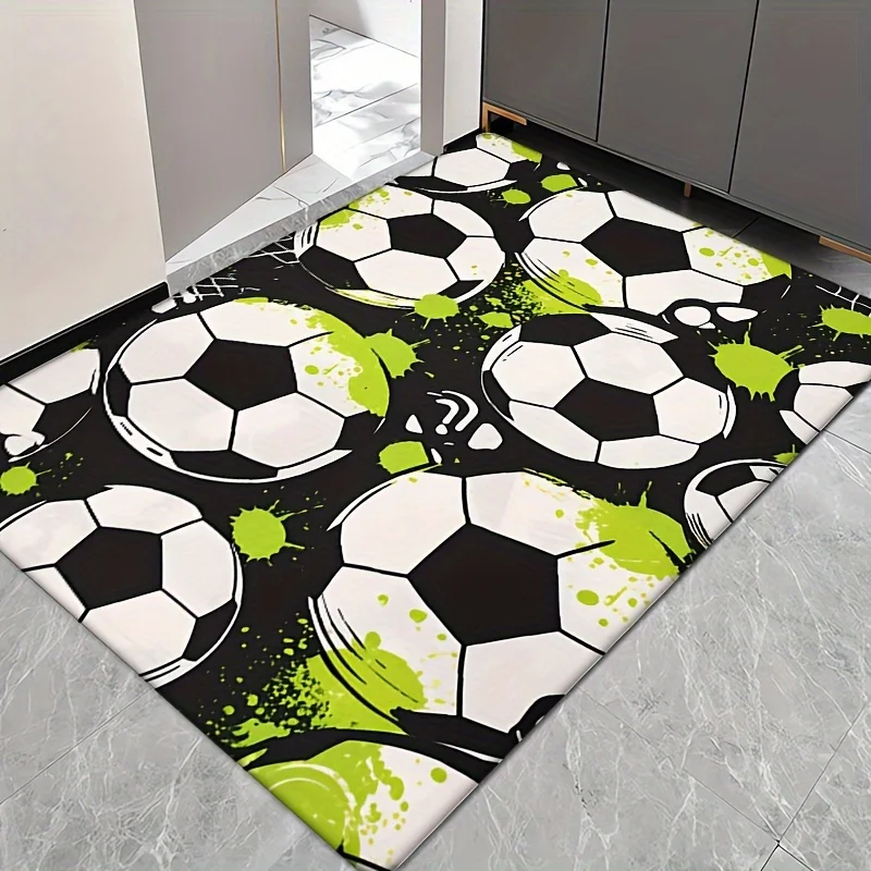 

Modern Football Sports Themed Area Rug, Soft Non-Slip Indoor Outdoor Floor Mat for Living Room and Bedroom Decor