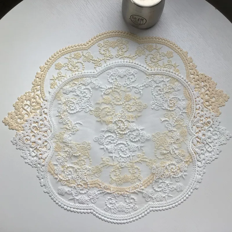 High quality European oval mesh embroidered kitchen bar table mat tea set coffee cup cover christmas wedding party decoration