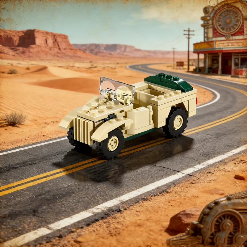 

New Military WW2 Italian Off road Command Vehicle Automatic Cannon Truck Building Blocks Toy Medium Tank Fighting Car Model