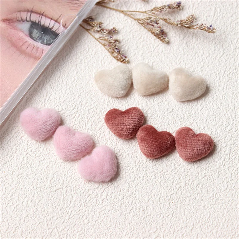 50Pcs 18mm Flannel Fabric Covered Heart Button Flat back for DIY Earrings Jewelry Material Phone Shells Scrapbooking Accessories