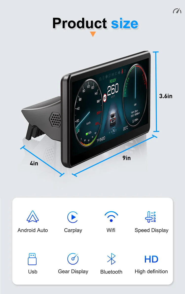 9-calowy zagłówek z wyświetlaczem Lcd z systemem Android do modelu 3 Y samochodowy wyświetlacz typu head up