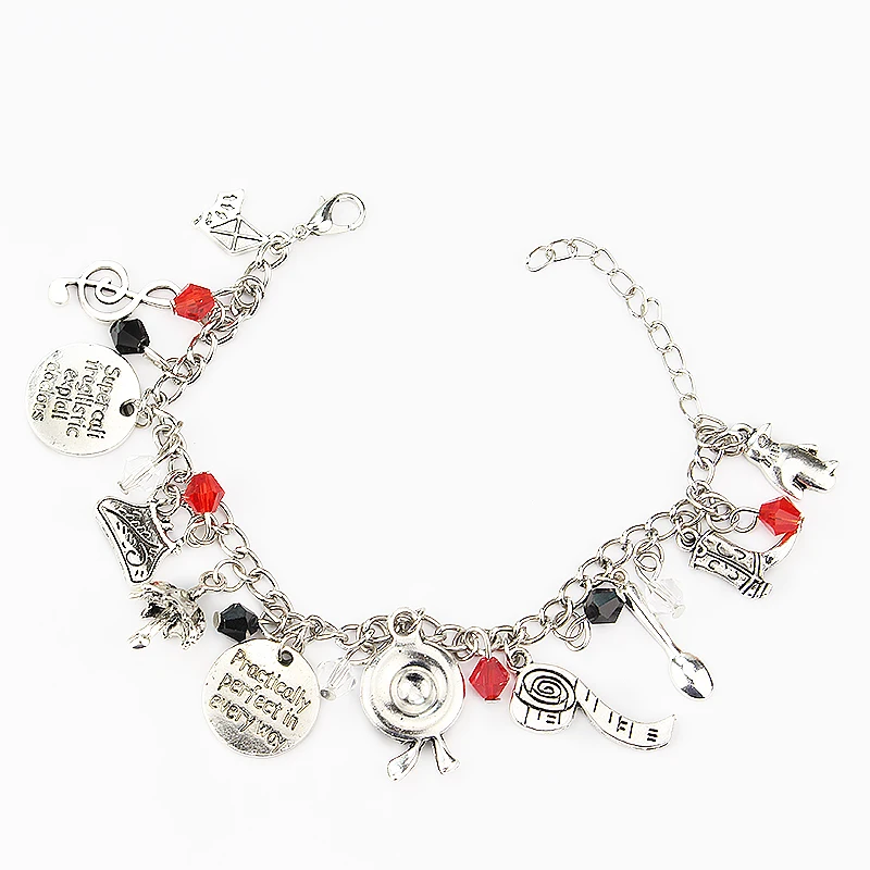 Women Fashion Mary Poppins Vintage Charms Bracelet Bangles Gemstone Crystal Beads Chain Links Bracelets Christmas Jewelry