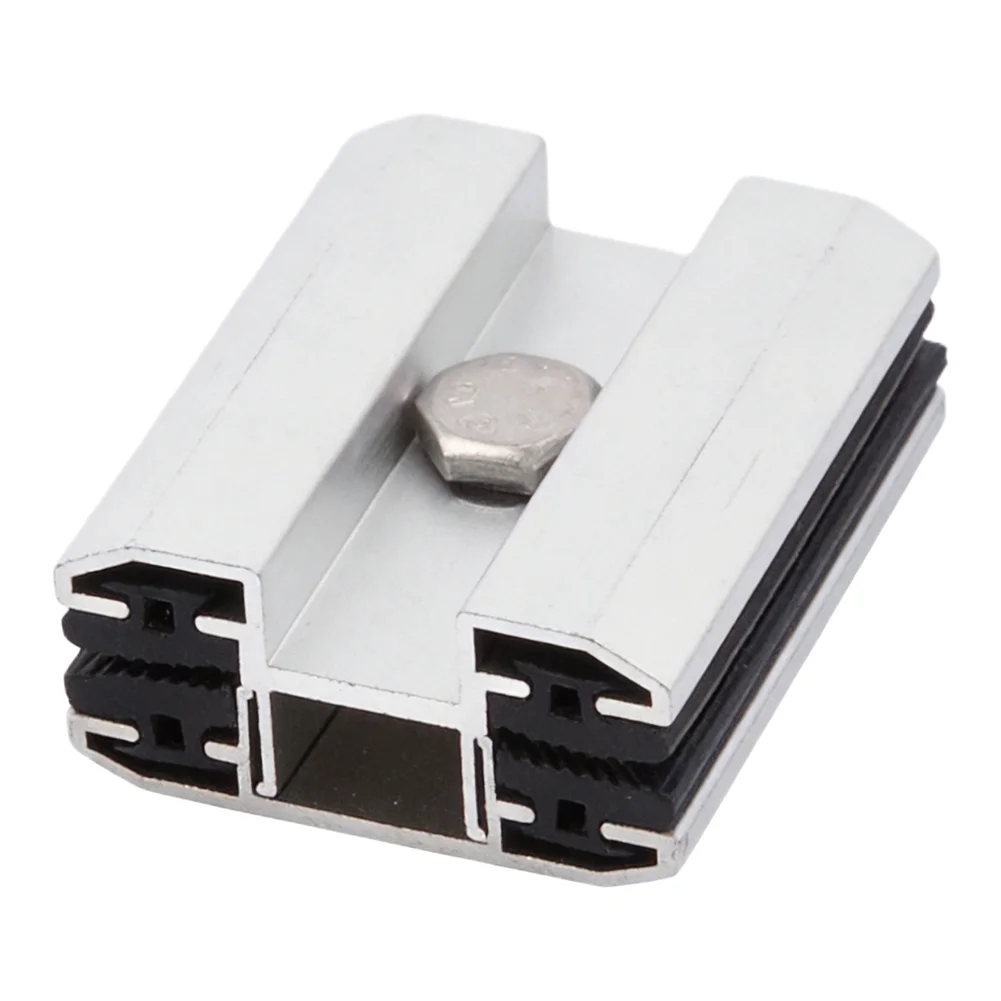 PV Centre Clamp for Solar Panels with Anodized Aluminum Construction and Adaptability to Sloped or Curved Surfaces