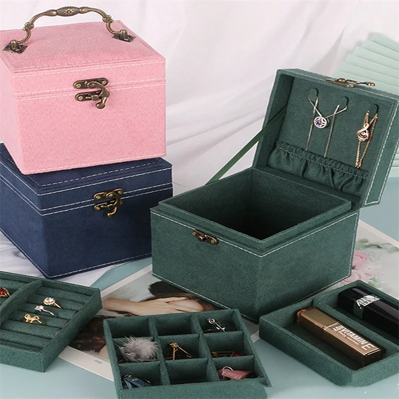

1PC jewelry box simple gift jewelry jewelry box large capacity mini Korean lovely multi-layer students