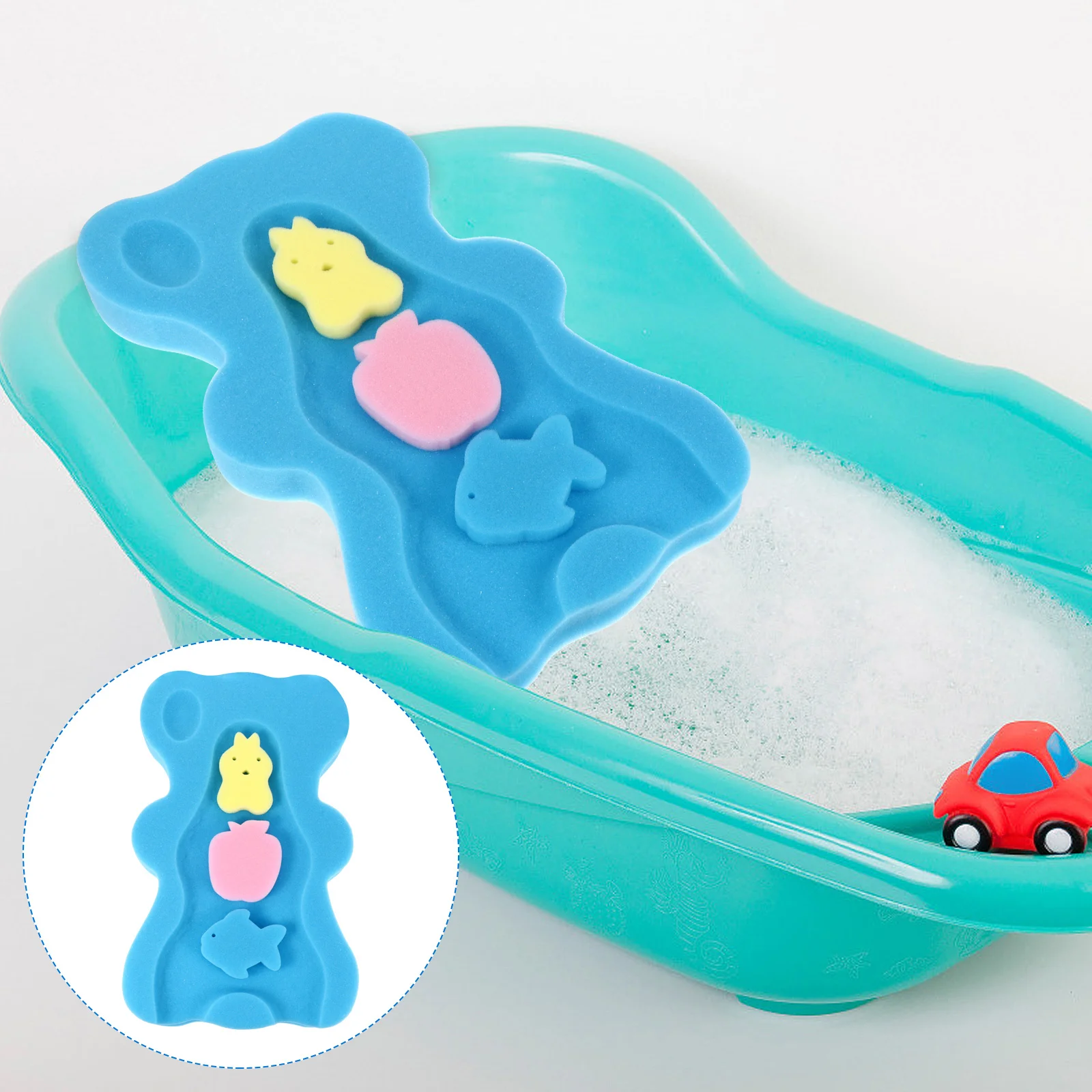 Tappetino da bagno per bambini Spugne in spugna Cuscino di supporto Tappetino per vasca delicato sulla pelle Sedile per neonato Bagno antiscivolo a prova di scivolamento