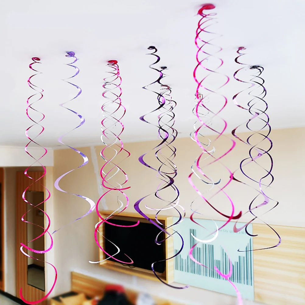

24Pcs Double Helix Hanging Swirl Decoration Party Ceiling Hanging Swirls Plastic Pendant for Wedding Birthday Baby Shower Party