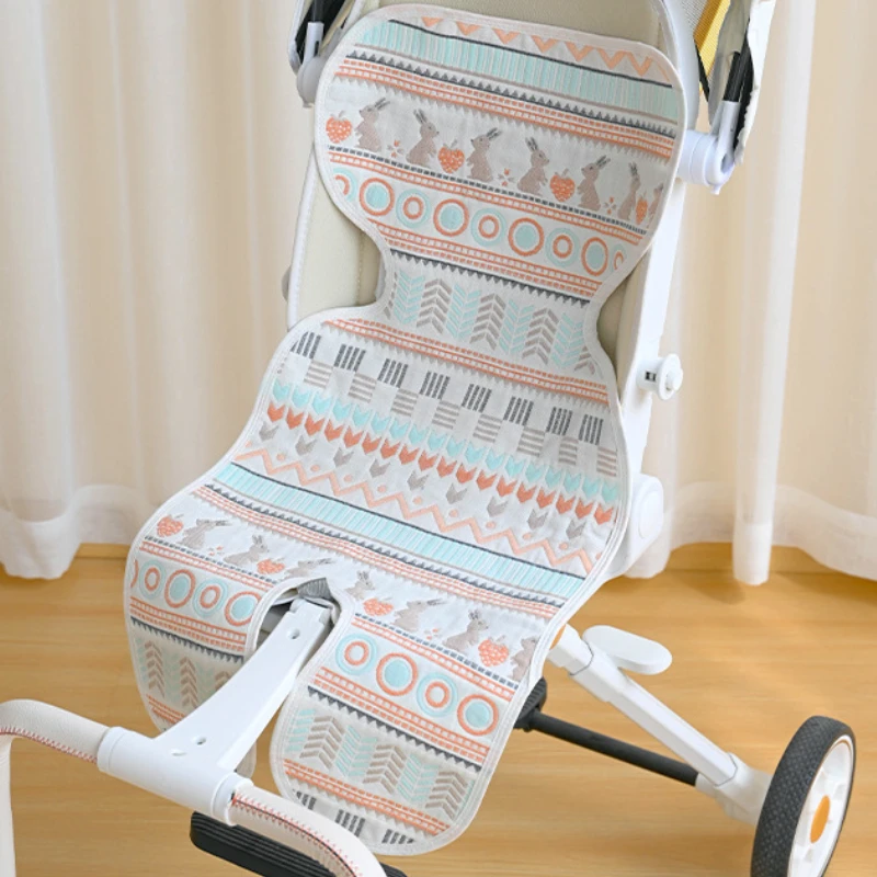 

Мягкая хлопковая подушка для сиденья коляски для новорожденных, милый мультяшный полосатый чехол для детской коляски, моющийся портативный чехол для сиденья коляски
