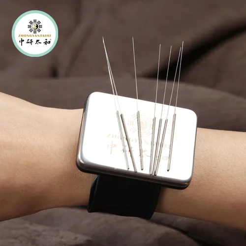 Imagen 1 del producto Porta agujas para muñeca, acero inoxidable, herramienta auxiliar para agujas de acupuntura de medicina china, clínica con pastilla magnética