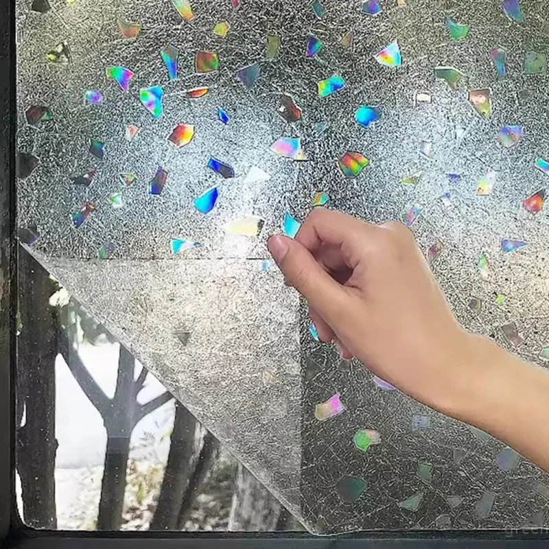 3D Rainbow Luxury Window Film PVC 2 Mil Thick 90% UV Protection Self-Adhesive Bathroom Glass Privacy Stickers Anti-UV Stained