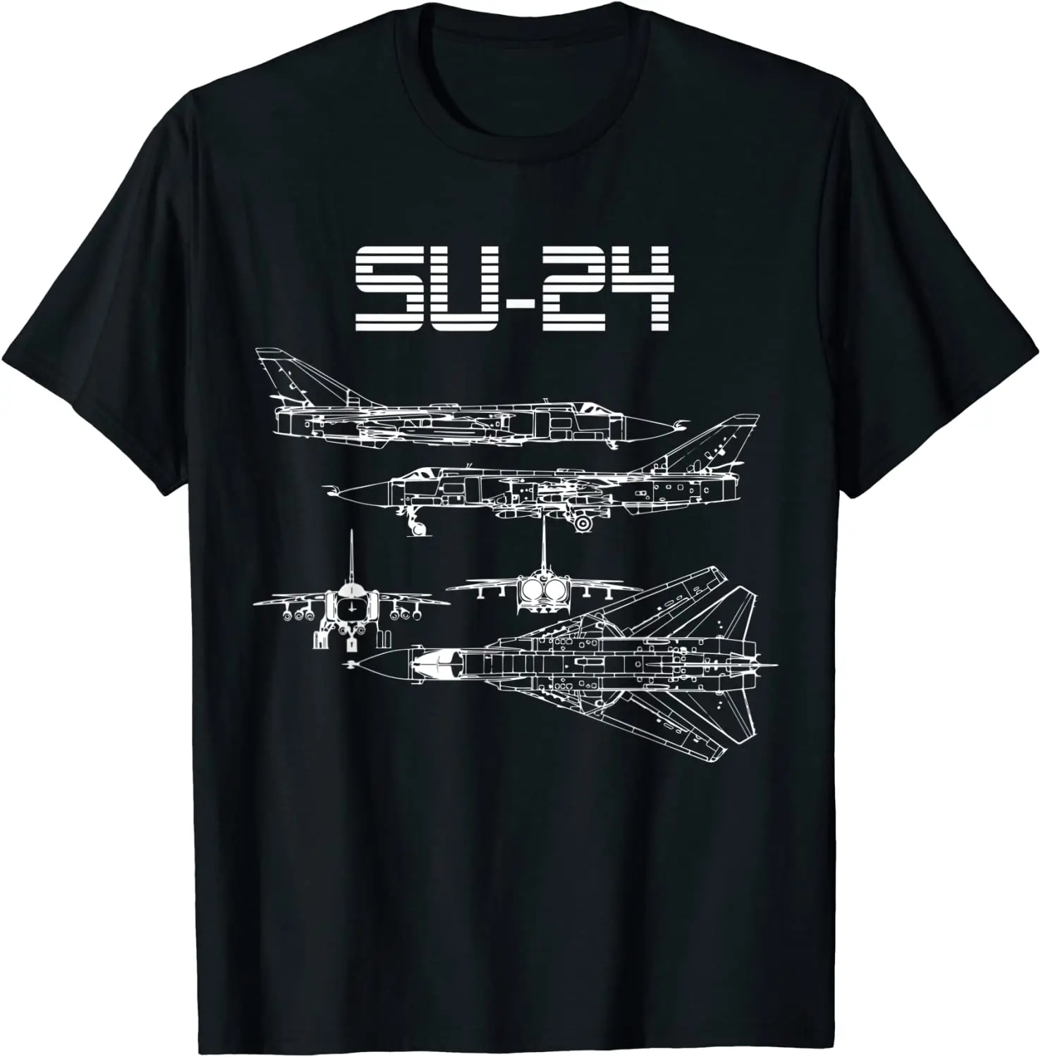 Su-24 Soviet Plane Warbird Blueprint Schematics Diagram Men T-Shirt Short Sleeve Casual Summer Boys T-Shirts