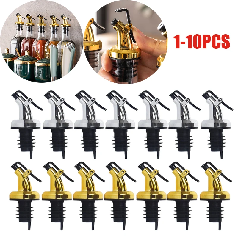 1-10PCS Kitchen Oiler Olive Oil Dispenser Pourer Whisky Liquor Oil Wine Bottle Pourer Cap Spout Stopper Mouth Dispenser