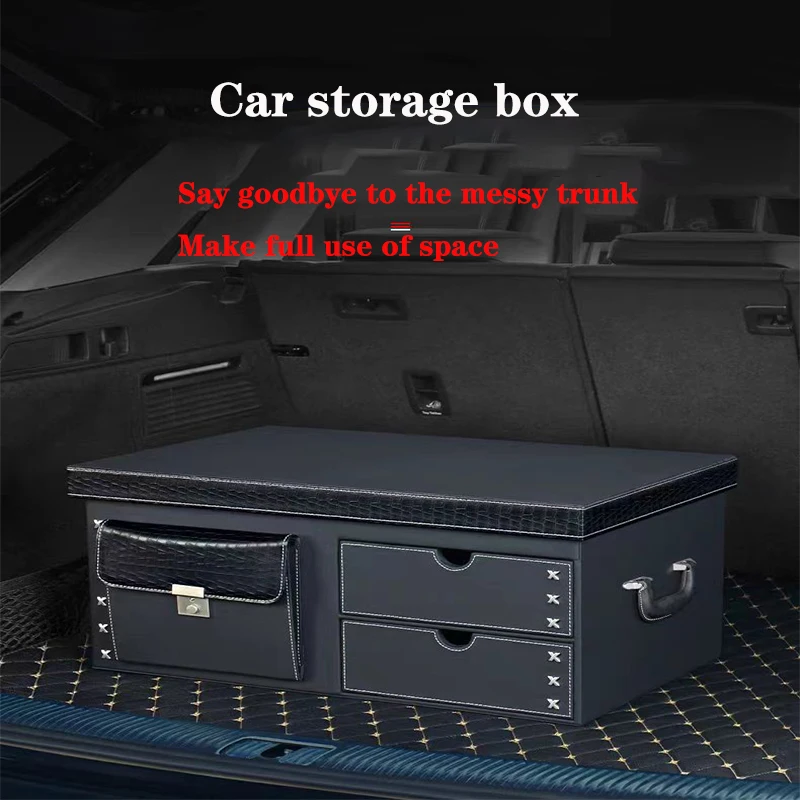 Car Trunk Storage Box Large Capacity Auto Multiuse Tools Organizer Box Stowing Tidying Leather For Emergency Storage Box