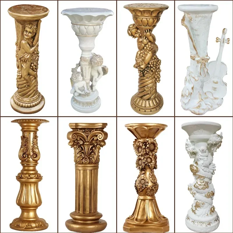 

Living room European flower pot stand Roman column Pastoral American dill flower Shelf flower Balcony phone