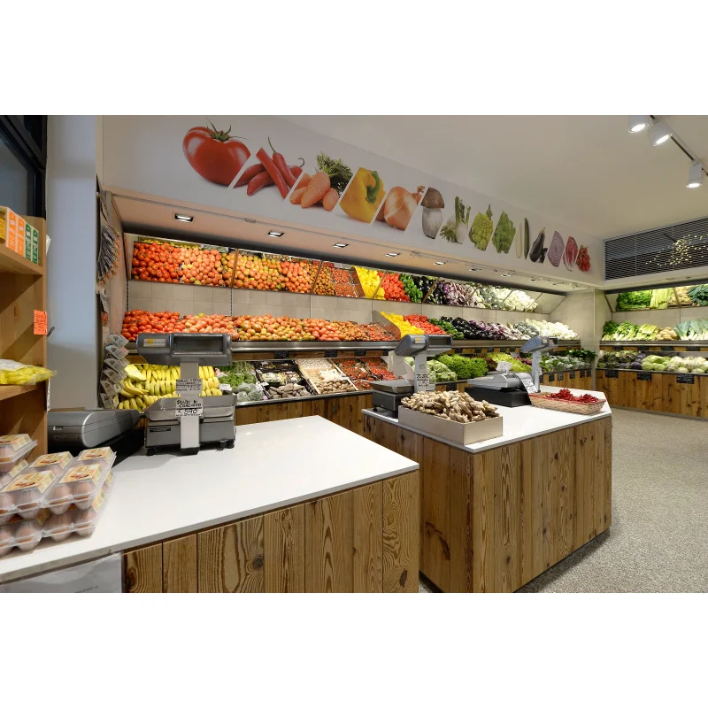 custom.Grocery Store Furniture Vegetable Display Rack Fruit Display Counter Commercial Shop Design