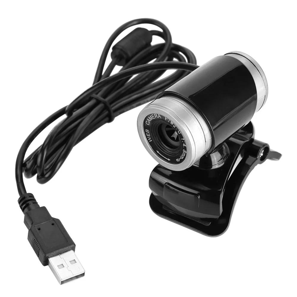 360 Degree Rotatable Clip on Webcam Plug and Play Black+Silver USB Webcam Built in Microphone Web Camera Video Recording