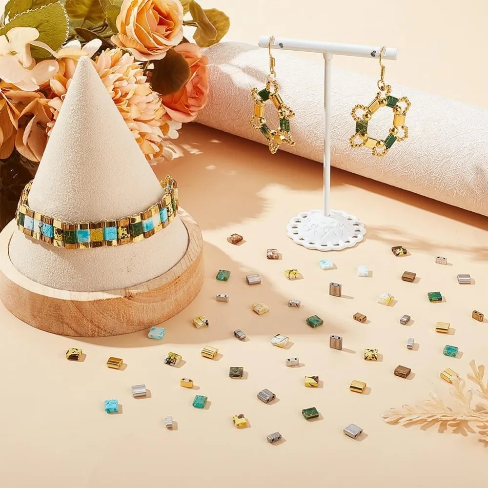 160 قطعة 8 ألوان 2-Hole الزجاج البذور الخرز تيلا الخرز مستطيل الحرفية الخرز رذاذ رسمت/منضدة شقة مربع الخرز مجموعات فضفاضة