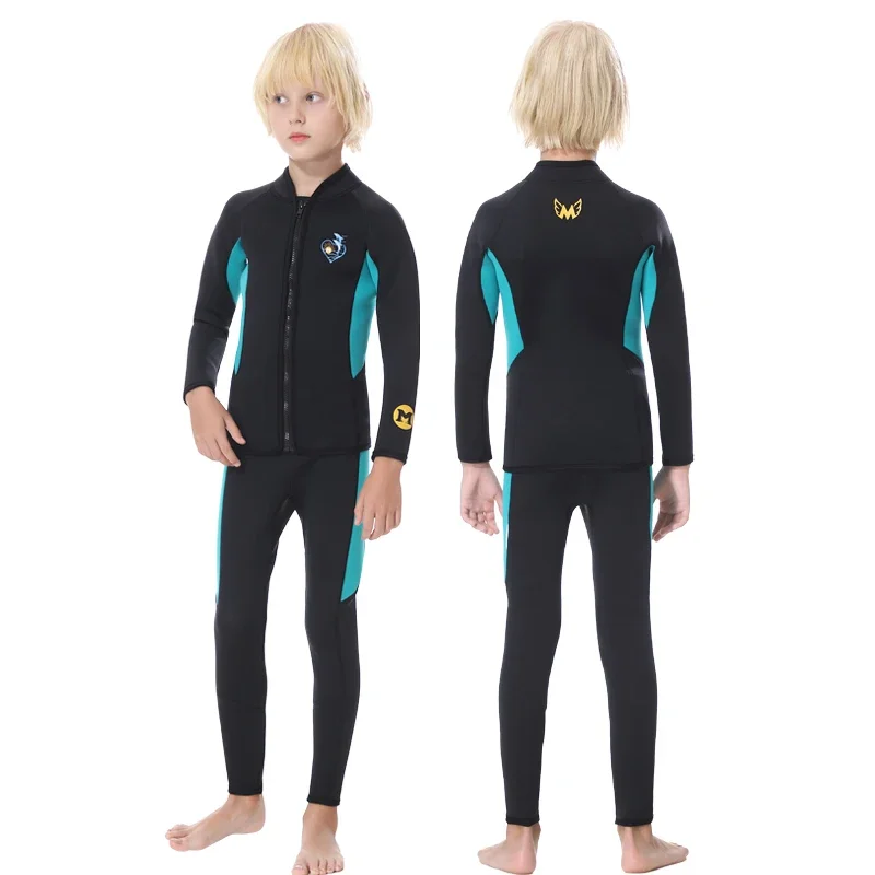 Neoprene Wetsuit for Boys and Girls, 3mm, Surfing Swimsuit, Underwater Freediving Diving Suit, Kids Scuba Wet Suit Swimwear