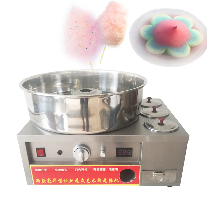 

Luxury Fancy Commercial Gas Cotton Candy Maker Sweet Candyfloss DIY Sugar Floss Stainless Steel Flower Marshmallow Machine 12V