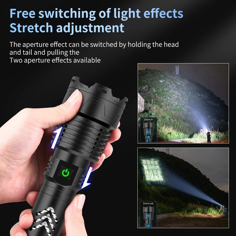 1PC Flashlight Multifunctional LED Camping Light Strong Light Rainstorm Waterproof Necessary For Outdoor Camping Fishing