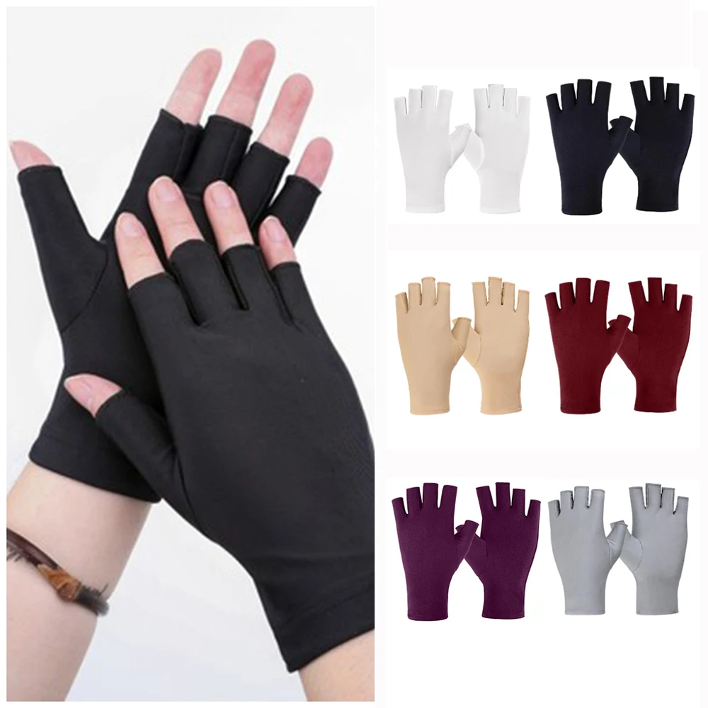 Guantes de medio dedo para verano, transpirables, finos, semidedos, para conducir, protector solar, Anti-Uv, sin dedos, elásticos