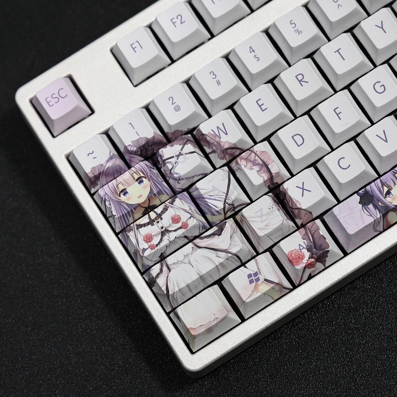 108 Keys Azur Lane HMS Unicorn Keycap PBT 5 Sides Dye Subbed Keycaps Cartoon Anime Gaming Key Caps For ANSI 61 87 104 108 Layout