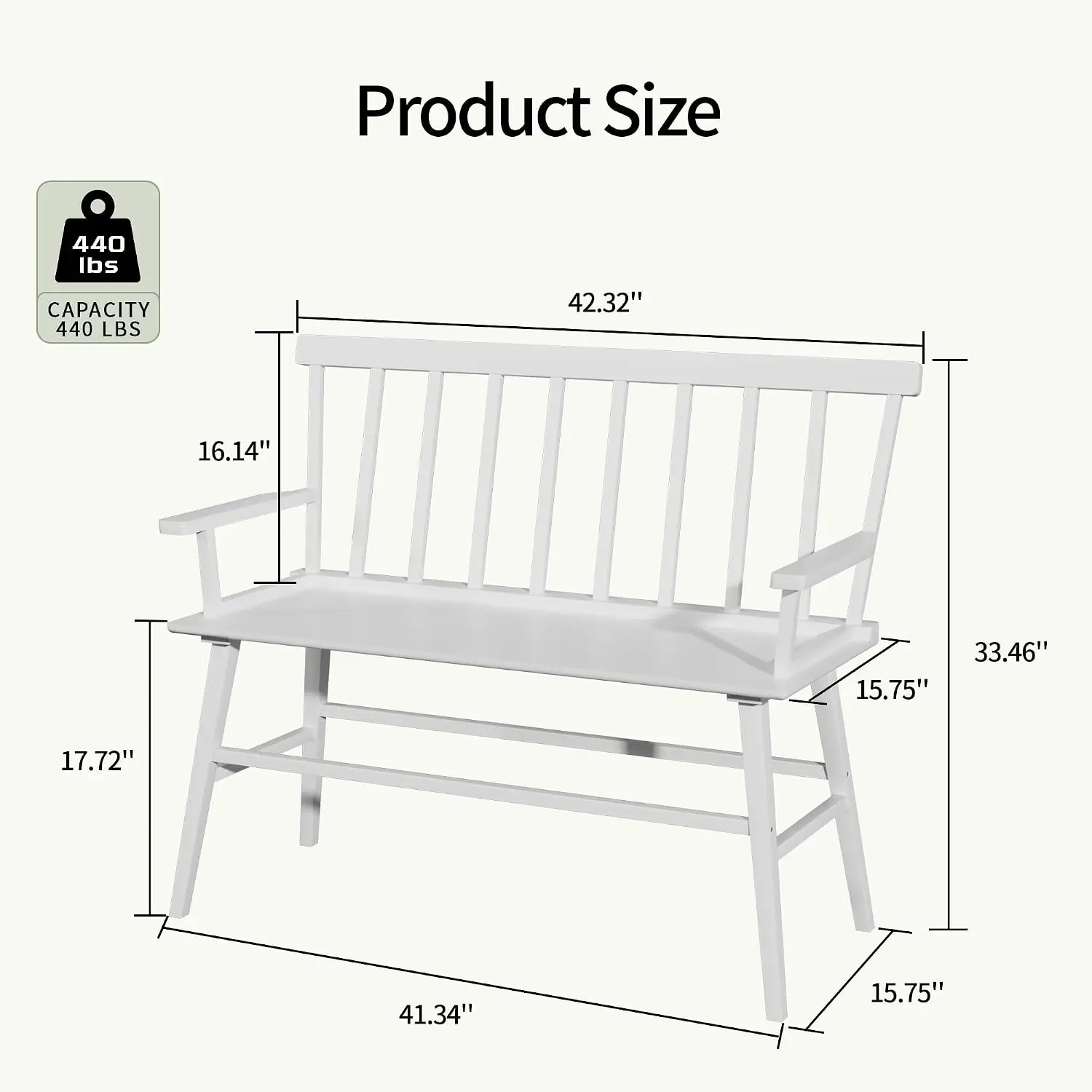 APRTAT Bamboo Entryway Bench, Dining Bench with Spindle Back (White) | Natural Bamboo & H-Shaped Support, Spindle Back, Ideal fo