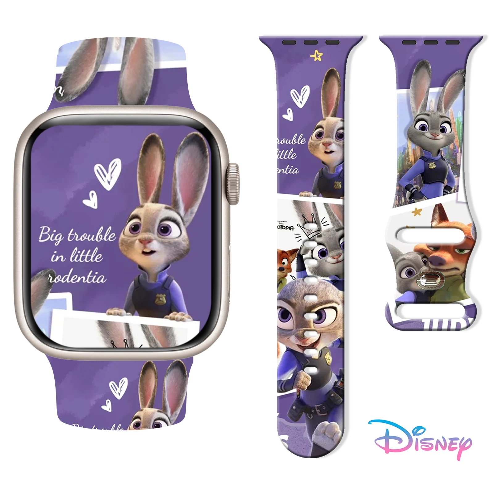 

Disney Zootopia Series Print Band for Apple Watch Series 11/10/9/8/7/SE, Soft Replaceable Silicone Band for 46mm 45mm 44mm 42mm
