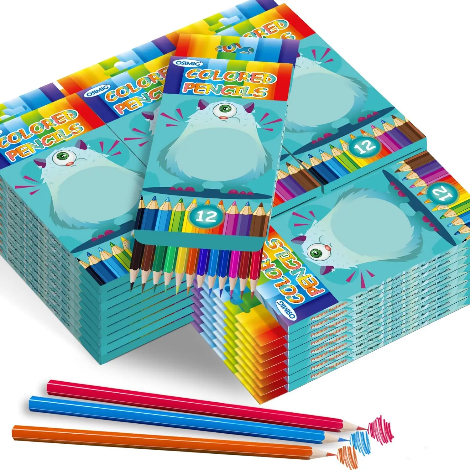 

432 Colored Pencils Bulk, 36 Packs of 12 Colors, Pre-Sharpened for Kids & Adults, School Supplies