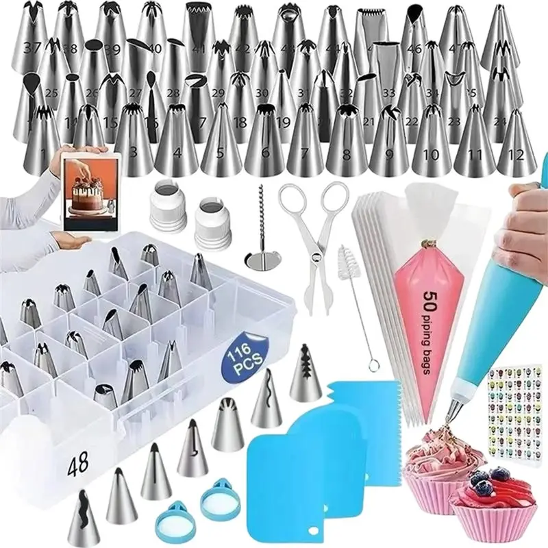 BHBD-Baking Tools- Complete 116PCS Cake Decorating Kit Including Piping Tips& Bags For Beginners
