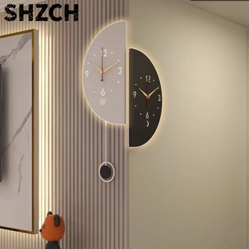 Modern Minimalist Wall Clock with Two-Sided Display, Corner-Mounted Creative Timepiece for Home Office,New Silent Movement Clock