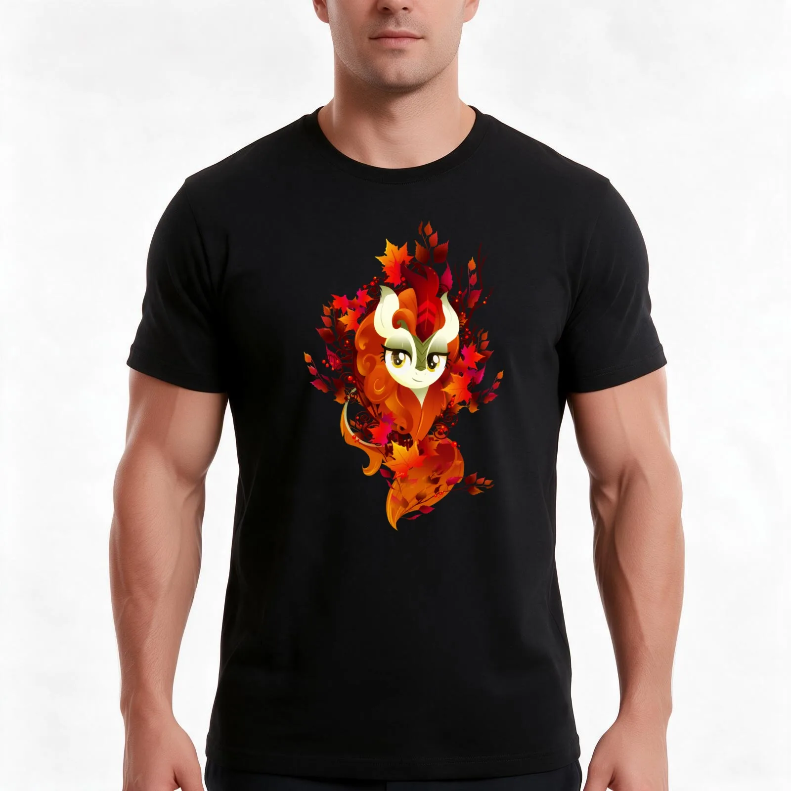 Autumn Blaze T-Shirt, Summer Casual Cotton Tee, Oversized Streetwear Tops, Vintage Graphic Print, Loose Fit Short Sleeve