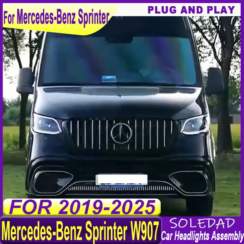 Car Headlight Assembly For Benz Sprinter 2019 2020 2021 2022 2023 2224 2025 Modified LED DRL And Sequential Projector Lenses