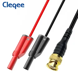 Cleqee P1064 Gold plated Pure Copper BNC Male plug to 4mm Safe Stackable Banana Plugs Oscilloscope Test Lead 120cm