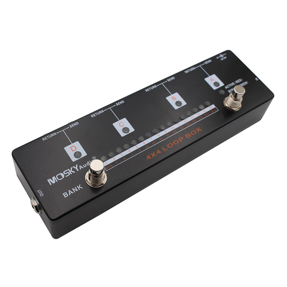 MOSKY 4 * 4 LOOP BOX Effect Controller with 16 Programming Options - One Click MUTE and One Click BYPASS Direct Functionality