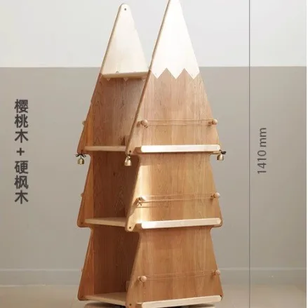 Rotating bookshelf 360 degree bookcase Solid wood living room storage Internet celebrity creative picture book rack