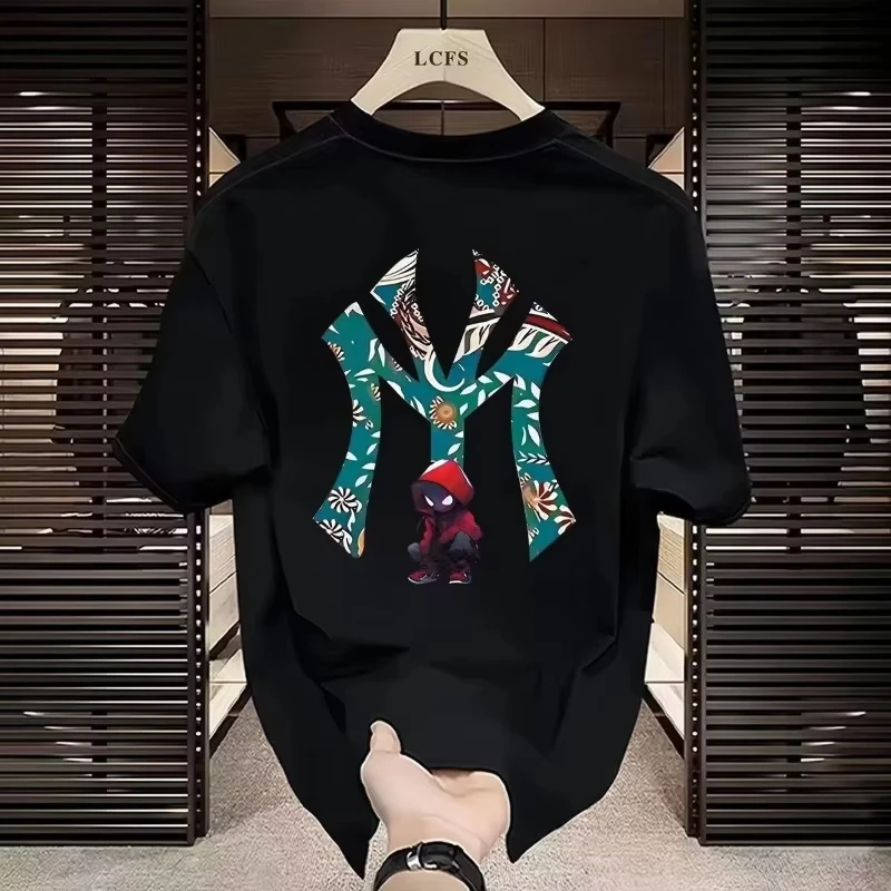 2026 American New Cotton Heavy Summer Short Sleeve top Dopamine Unisex Fashion Brand T-shirt Ins Print All Match Round Neck