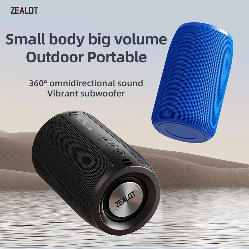 ZEALOT-S32 Portable Bluetooth Speaker Outdoor Waterproof Wireless TWS Mini Column Box Speaker Support TF card Stereo 3D Hi-Fi