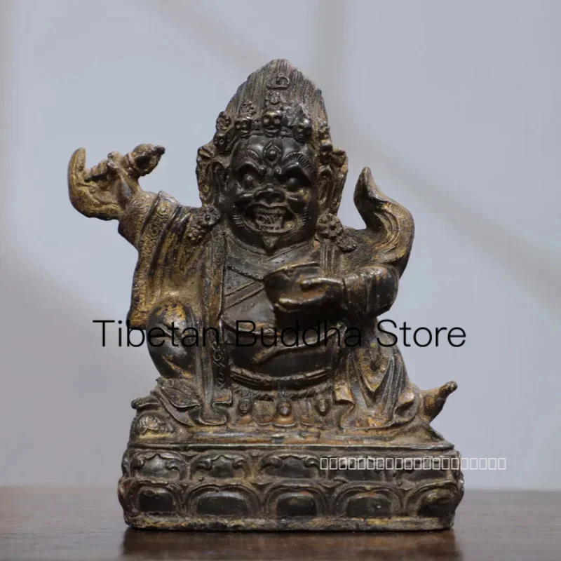 

13cm Sacrificing religious Buddha statues at home, bronze holding gold, large black sky, diamond hand Bodhisattva statue