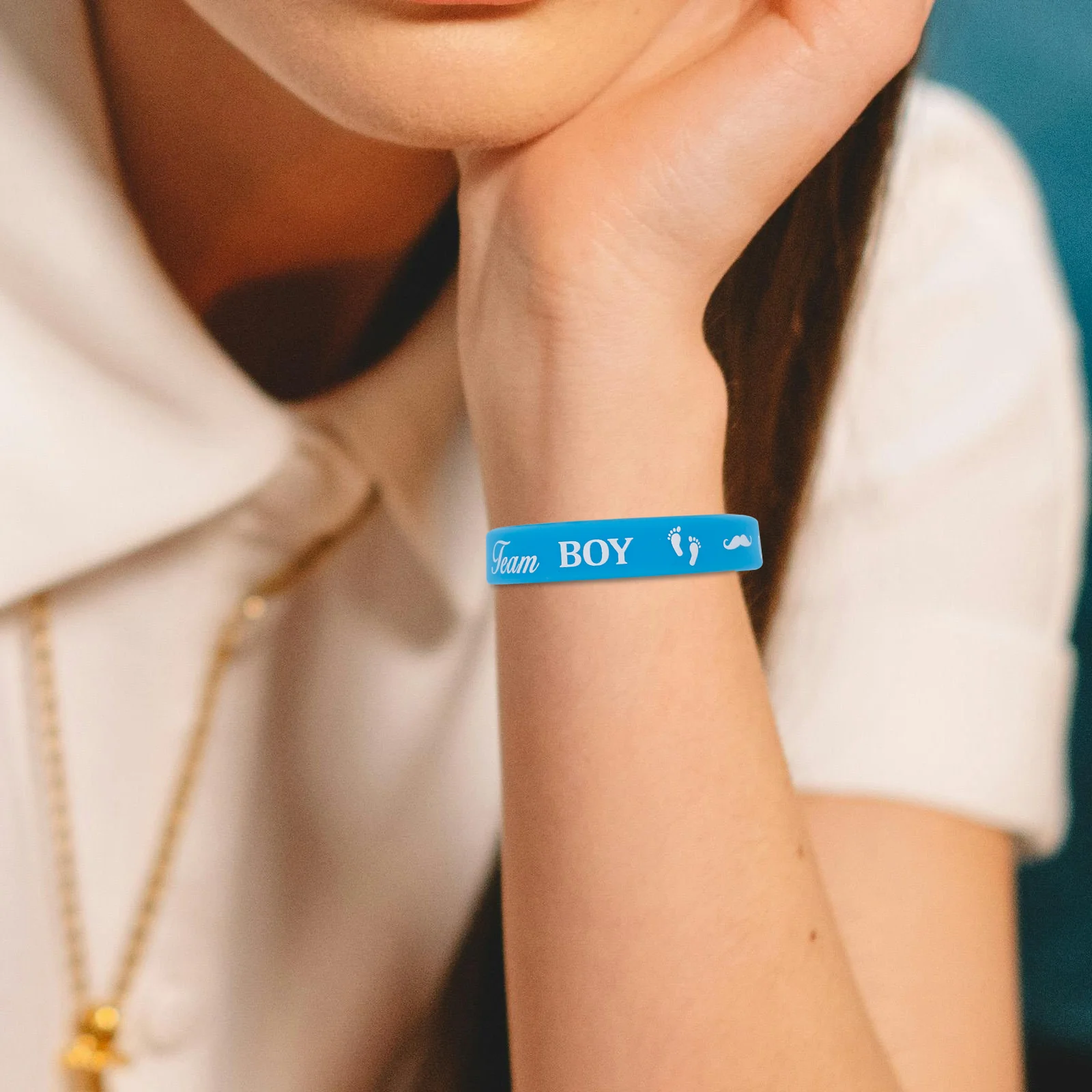 

10Pcs Gender Reveal Silicone Wristbands Durable Team Rubber Bracelets Shower Party Favor Decorations Stylish Accessories