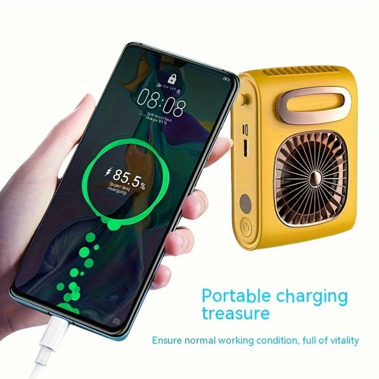 Draagbare nekventilator, USB oplaadbare handsfree taille-hangende ventilator, persoonlijk koelapparaat, 3 snelheden, compact torenontwerp, voor O