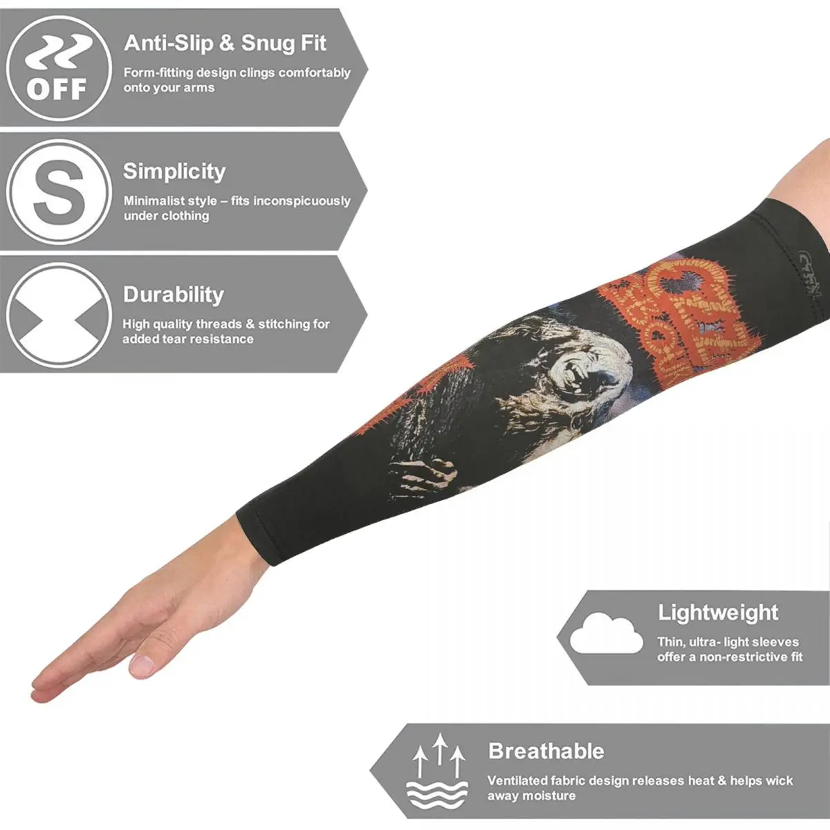 أكمام أذرع تبريد للرجال من Spencer's Ozzy Osbourne Merch للرجال والنساء للحماية من أشعة الشمس فوق البنفسجية وتغطية الوشم الرياضية والتبريد وركوب الدراجات